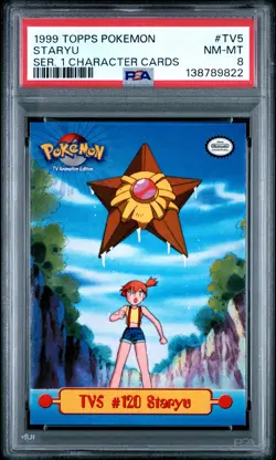1999 TOPPS POKEMON SERIES 1 CHARACTER CARDS #TV5 STARYU PSA 8 - Image 1
