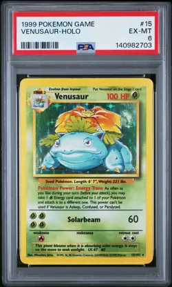 1999 POKEMON BASE SET UNLIMITED #15 VENUSAUR-HOLO PSA 6 - Image 1