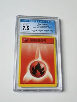 Pokemon 1999 Base Set Fire Energy Shadowless 98/102 CGC 7.5 - Image 1