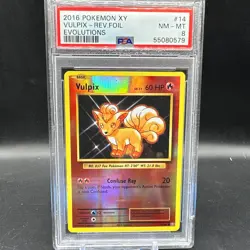 VULPIX REVERSE FOIL PSA 8 14/108 2016 POKEMON XY EVOLUTIONS #14 - Image 1