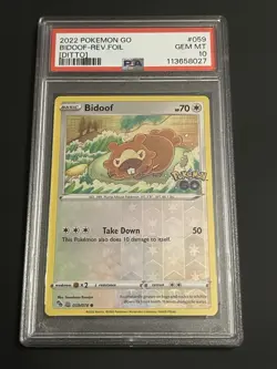 2022 Pokemon Go Bidoof (Ditto) #059 Rev. Foil PSA 10 Gem Mint - Image 1