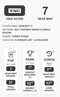 GENESECT V 2021 POKEMON SWORD & SHIELD #255/264 TAG NM 7 - Image 3