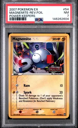 2007 POKEMON EX POWER KEEPERS #54 MAGNEMITE-REVERSE FOIL PSA 7 - Image 1