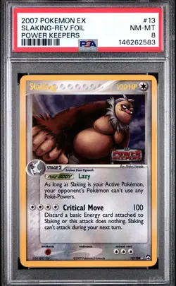 2007 POKEMON EX POWER KEEPERS #13 SLAKING-REVERSE FOIL PSA 8 - Image 1