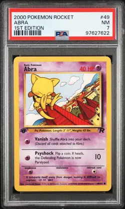 2000 POKEMON ROCKET 1ST ED #49 ABRA PSA 7 - Image 1