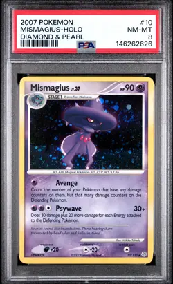 2007 POKEMON DIAMOND & PEARL #10 MISMAGIUS-HOLO PSA 8 - Image 1