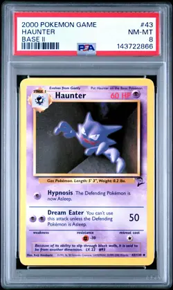 2000 POKEMON GAME BASE II #43 HAUNTER PSA 8 - Image 1