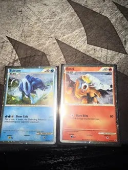Pokemon TCG Suicune HGSS21 Cosmo Holo Promo & Entei HGSS20 Black Star Promo - Image 1