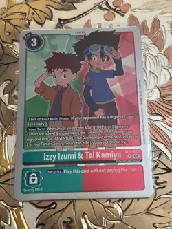 Digimon Card Game Izzy Izumi & Tai Kamiya Rare Advanced Generation AD1-022 - Image 1