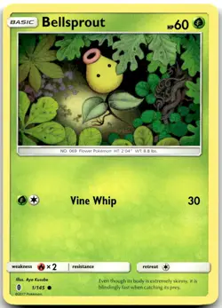 Pokemon Bellsprout Guardians Rising SM02 #1/145 Common LP FILL YOUR SET! - Image 1