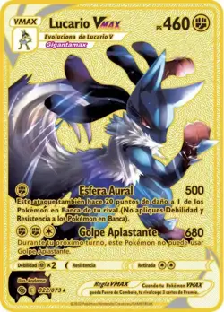 Pokemon Card Lucario Vmax Gold Pokemon Gold Metal Card - CARTA IN METALLO TCG - Image 1