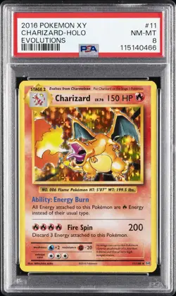 2016 POKEMON XY EVOLUTIONS #11 CHARIZARD-HOLO PSA 8 - Image 1