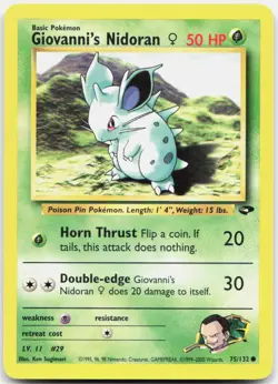 Pokemon TCG Giovanni's Nidoran F Gym Challenge Common 075/132 Unlimited - Image 1
