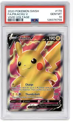 Pokemon Pikachu V Full Art- PSA 10 - GEM MT - Vivid Voltage (170/185) - Image 1