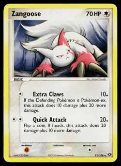 Zangoose 21/106 Rare Emerald Pokemon Lightly Played - Image 1