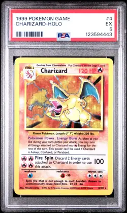 1999 POKEMON BASE SET UNLIMITED #4 CHARIZARD-HOLO PSA 5 - Image 1
