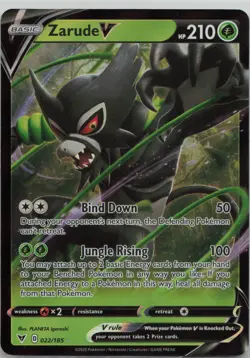 Zarude V 022/185 Holo V Rare Vivid Voltage Pokemon Near Mint - Image 1