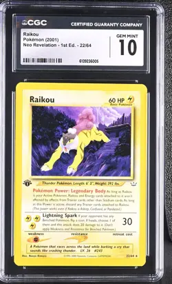 Pokemon Raikou 22/64 1st Edition Neo Revelation - CGC 10 - Image 1