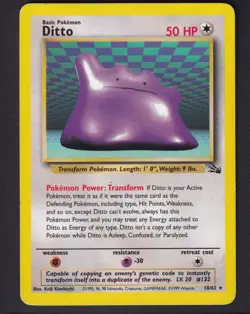 Ditto 18/62 Rare Fossil Pokemon Unlimited MP - Image 1