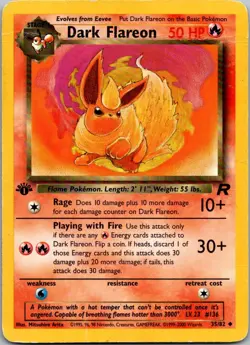 Dark Flareon 35/82 Uncommon Team Rocket Pokemon Heavily Played - Image 1