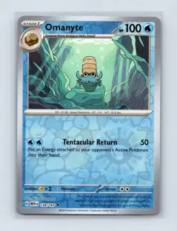 Omanyte 138/165 Uncommon 151 Pokemon Reverse Holo Near Mint - Image 1