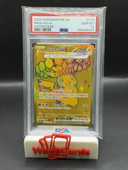 2025 Pokemon Prismatic Evolutions Pikachu ex Hyper Rare #179 PSA 10 GEM - Image 1