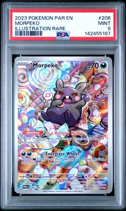 2023 POKEMON PAR EN PARADOX RIFT ILLUSTRATION RARE #206 MORPEKO PSA 9 - Image 1
