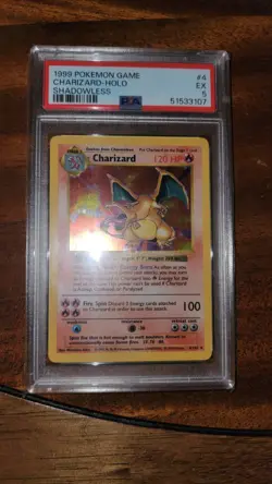 1999 POKEMON BASE SET SHADOWLESS #4 CHARIZARD-HOLO PSA 5 - Image 3