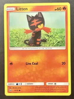 Litten 15/73 Shining Legends Regular Common Pokemon Card NEAR MINT - Image 1