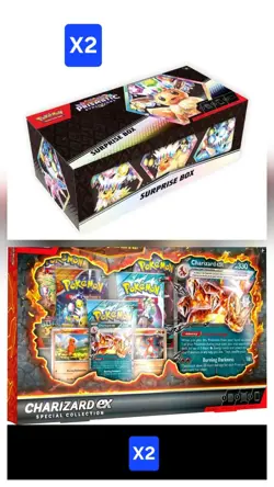 POKEMON TCG SURPRISE BOX PRISMATIC EVOLUTIONSCHARIZARD LOT OF 4 SEALED - Image 1