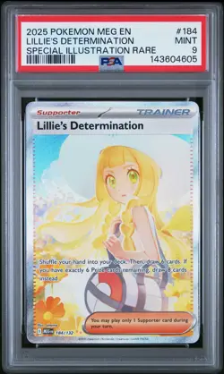 2025 POKEMON MEG EN-MEGA EVOLUTION #184 LILLIE'S DETERMINATION PSA 9 - Image 1