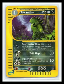 💥 Tyranitar Reverse Holo 40/147 Aquapolis English Pokemon Card WoTC E-Reader - Image 1