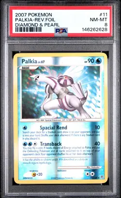2007 POKEMON DIAMOND & PEARL #11 PALKIA-REVERSE FOIL PSA 8 - Image 1