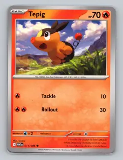 Tepig 011/086 Common White Flare WHT EN Pokemon Scarlet & Violet TCG - Image 1