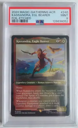 MTG FOIL ETCHED Kassandra Eagle Bearer PSA 9 MINT Assassin's Creed Card #240 - Image 1