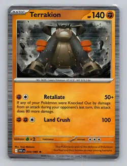 Terrakion 054/086 Holo Rare White Flare WHT EN Pokemon Scarlet & Violet TCG - Image 1
