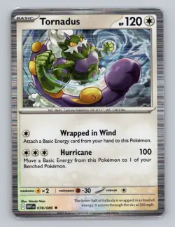 Tornadus 078/086 Holo Rare White Flare WHT EN Pokemon Scarlet & Violet TCG - Image 1