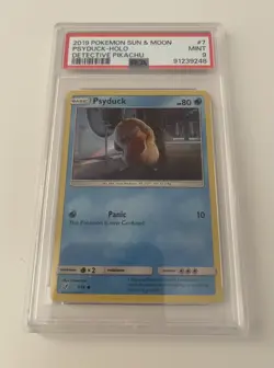 PSA 9 MINT 2019 Pokemon Psyduck Holo Detective Pikachu #7 - Image 1