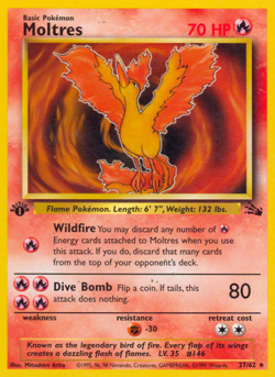 Moltres 27/62 Rare Fossil Pokemon MP/HP - Image 4