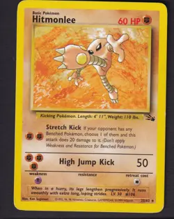 Hitmonlee 22/62 Rare Fossil Pokemon Unlimited MP - Image 1