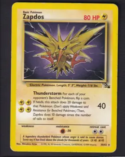 Zapdos 30/62 Rare Fossil Pokemon HP - Image 1