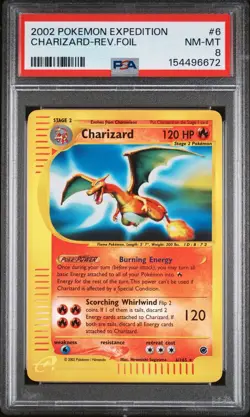PSA 8 2002 Pokemon Expedition 6/165 Charizard-Reverse Foil - Image 1