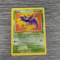 Pokemon Zubat - WOTC Fossil Set Common 57/62 Unlimited 1999 HP Crease - Image 1
