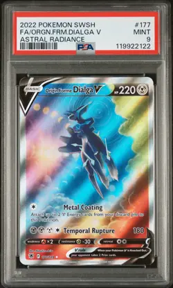 2022 POKEMON SWORD & SHIELD ASTRAL RADIANCE FULL ART/ORIGIN FORME DIALGA V PSA 9 - Image 1