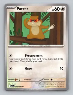 Patrat 072/086 Common White Flare WHT EN Pokemon Scarlet & Violet TCG - Image 1