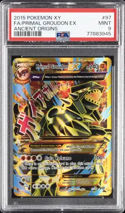 2015 POKEMON XY ANCIENT ORIGINS #97 FULL ART/PRIMAL GROUDON EX PSA 9 - Image 1