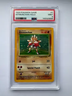 HITMONCHAN 🥊 1999 Base Set Unlimited Holo PSA 9 #7/102 Pokemon TCH - Image 1