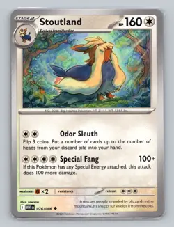 Stoutland 076/086 Uncommon White Flare WHT EN Pokemon Scarlet & Violet TCG - Image 1