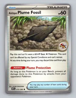 Antique Plume Fossil 079/086 White Flare WHT EN Pokemon Scarlet & Violet TCG - Image 1