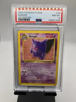 1999 Pokemon Fossil #20 Gengar 1st Edition PSA 8 Non-Holo 20/62 NM-MT - Image 1